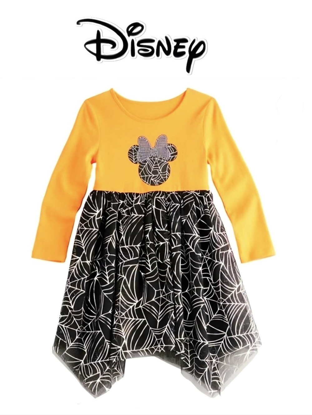 Disney Minnie Mouse Toddler Girl Spiderweb Halloween Asymmetric Hem Tutu Dress